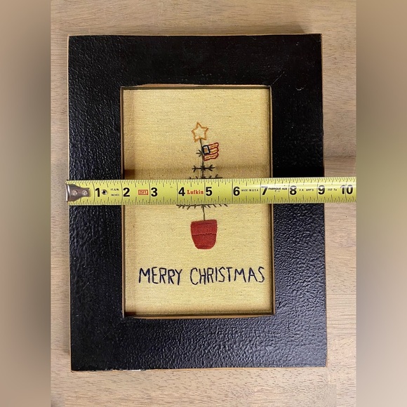 Christmas Wall Decor Embroider Black Wooden Frame‎ 9x12 Inches Rustic  Primitive - Picture 3 of 6